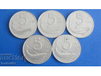 Italia 1951-55 - 5 lire (5 bucăți)