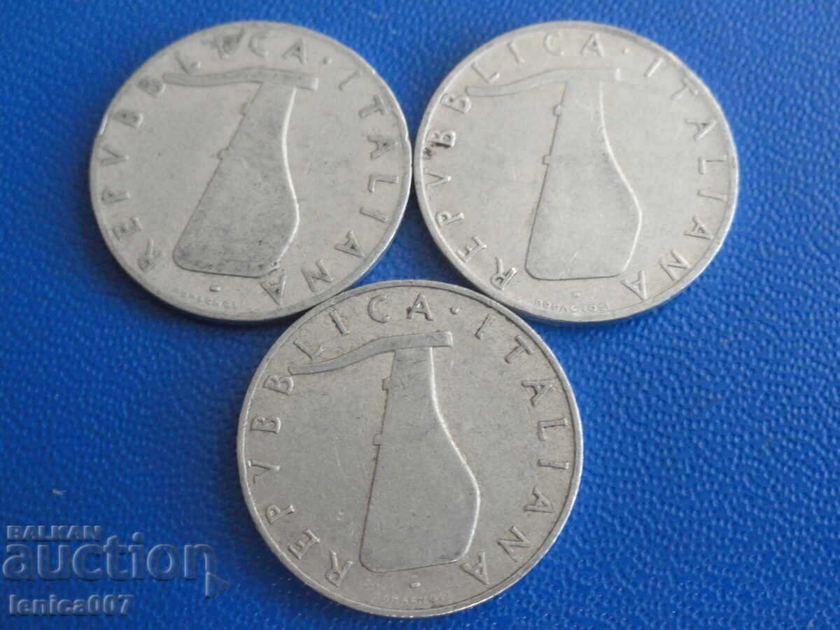 Delivery of Italy 1953-55 - 5 Lire (3 pieces)
