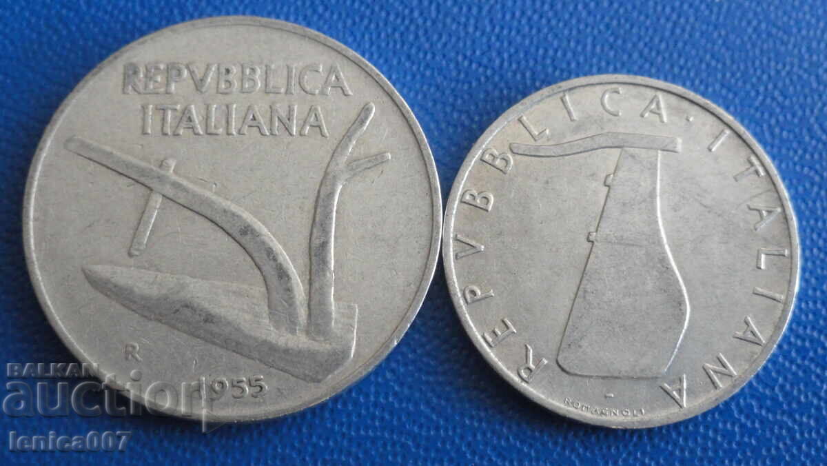 Ιταλία 1955 - 5 και 10 λίρες με τιμή 1.10 BGN | € 0.56