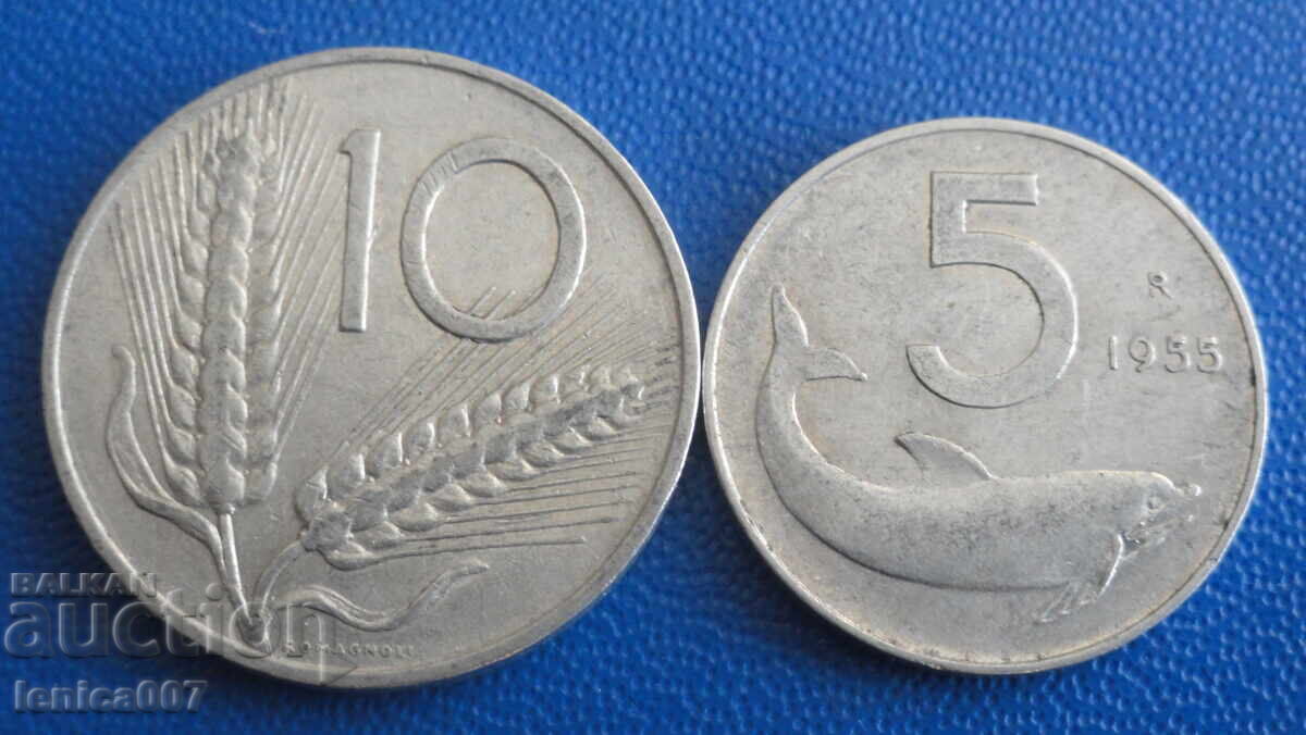 Ιταλία 1955 - 5 και 10 λίρες
