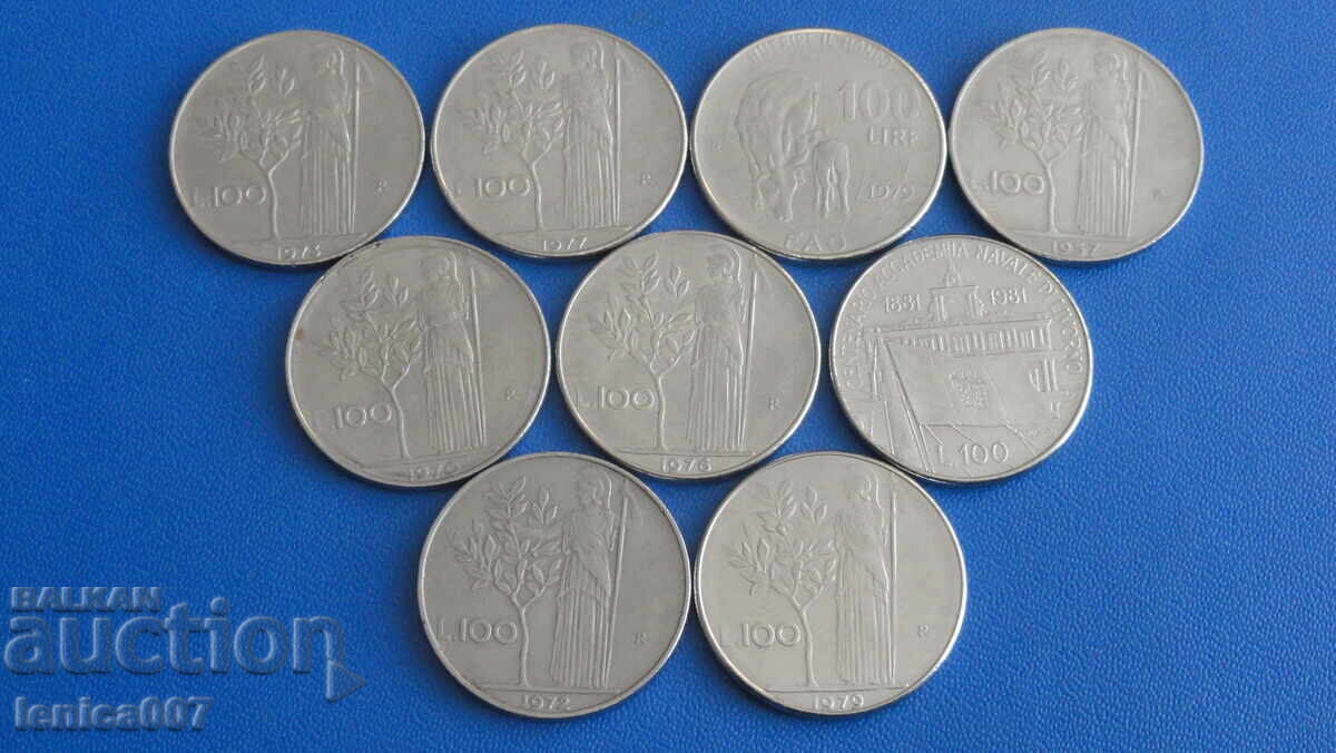 Italy 1970-81 - 100 Lire (9 pieces) - 5 Italy 1970-81 - 100 Lire (9 pieces) - 5