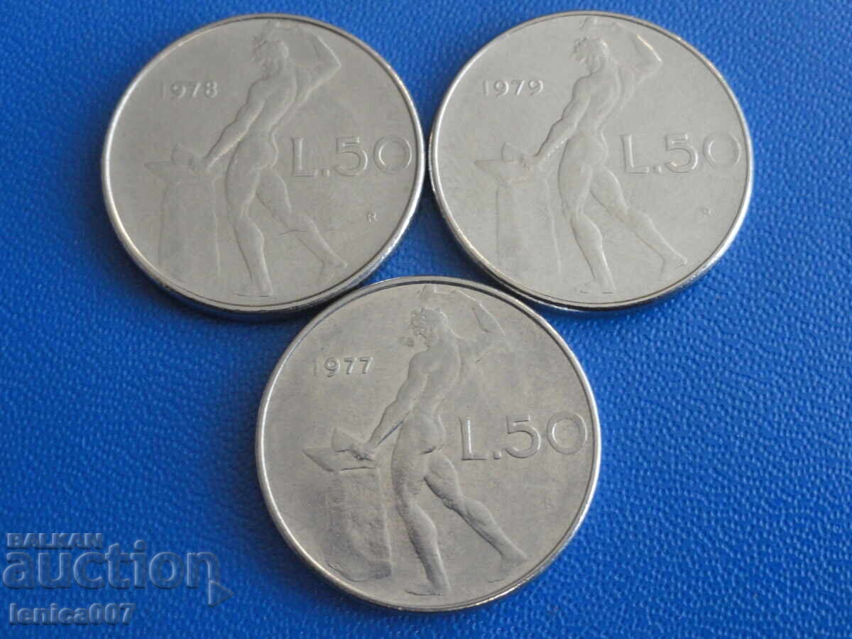 Аукцион Италия 1977-79г. - 50 лири (3 броя) Аукцион Италия 1977-79г. - 50 лири (3 броя)