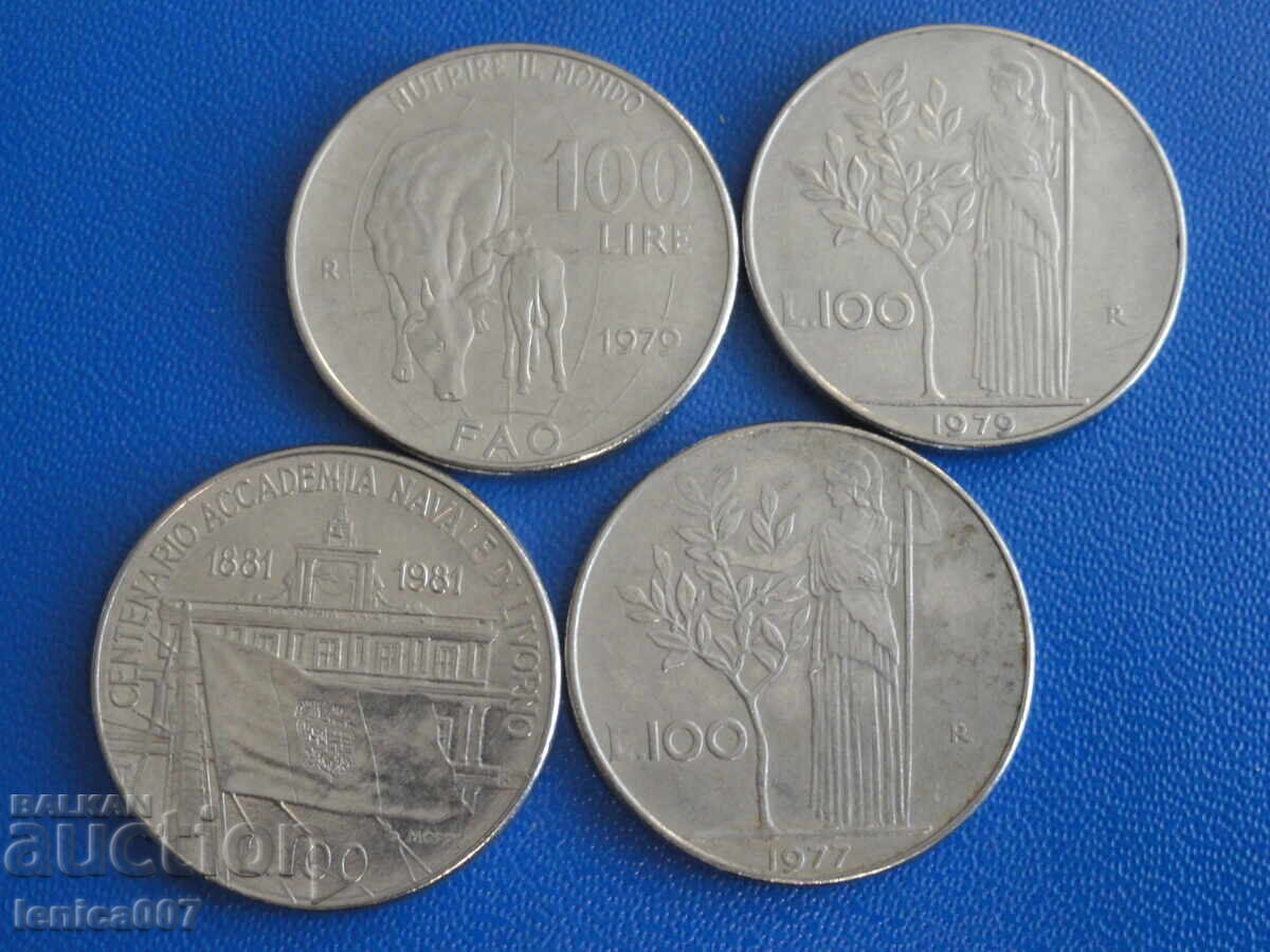 Ιταλία 1977-81 - 100 λίρες (4 τεμάχια) Ιταλία 1977-81 - 100 λίρες (4 τεμάχια)