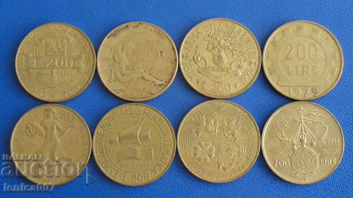 Auction  Italy 1979-97 - 200 Lire (8 pieces)