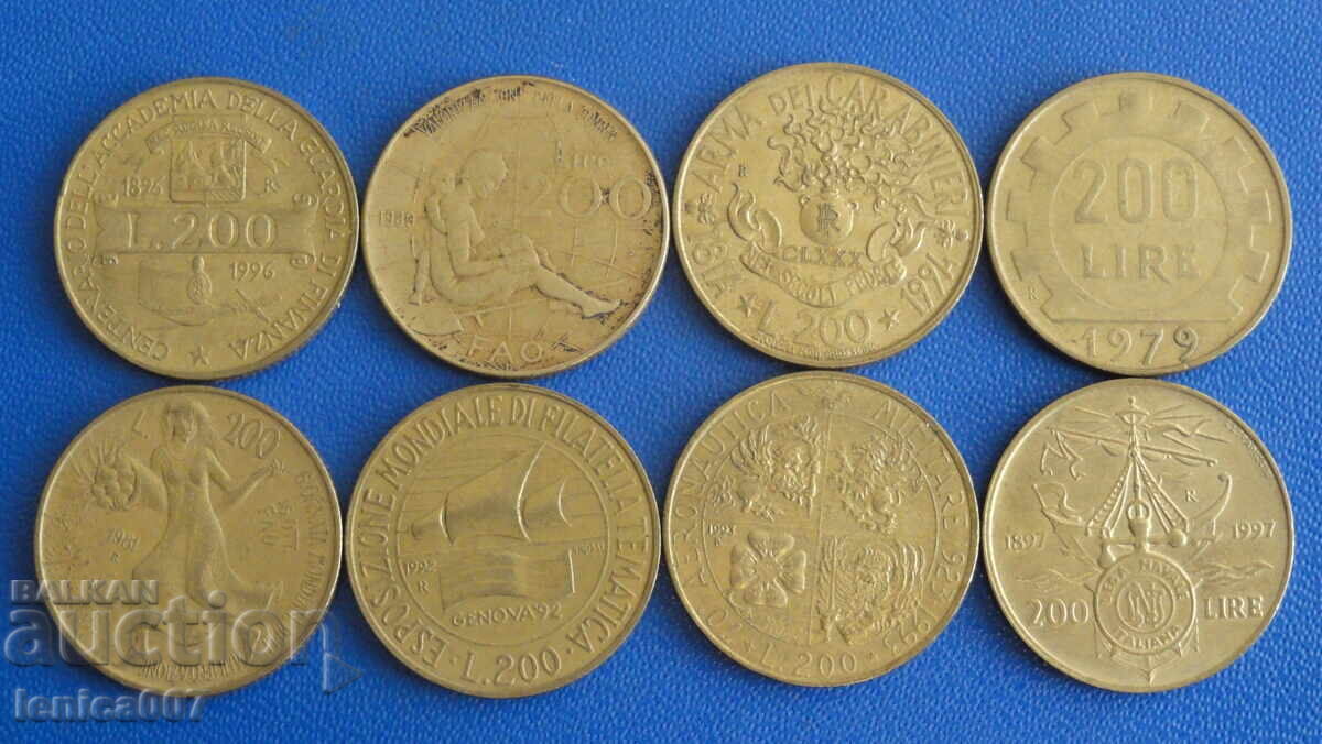 Italy 1979-97 - 200 Lire (8 pieces)
