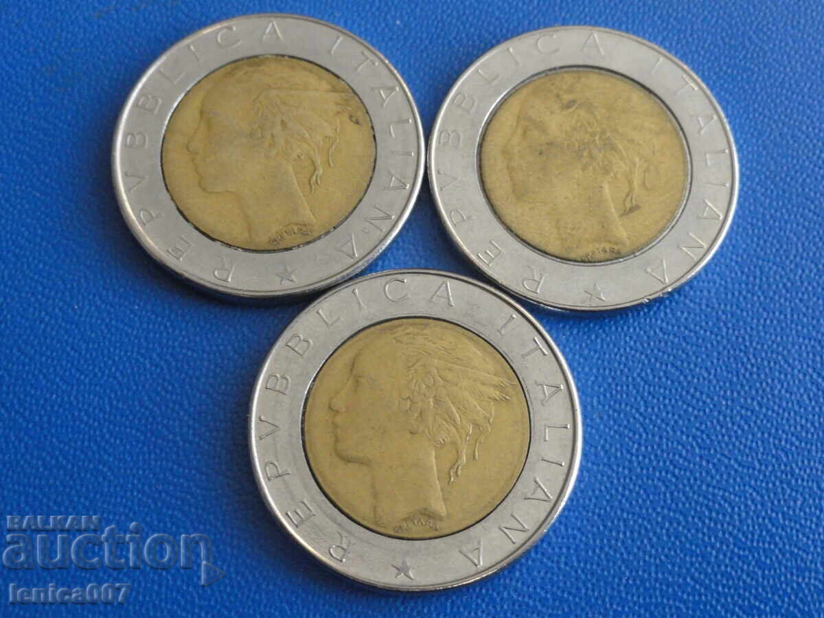 Delivery of Italy 1983-87 - 500 Lire (3 pieces) Delivery of Italy 1983-87 - 500 Lire (3 pieces)