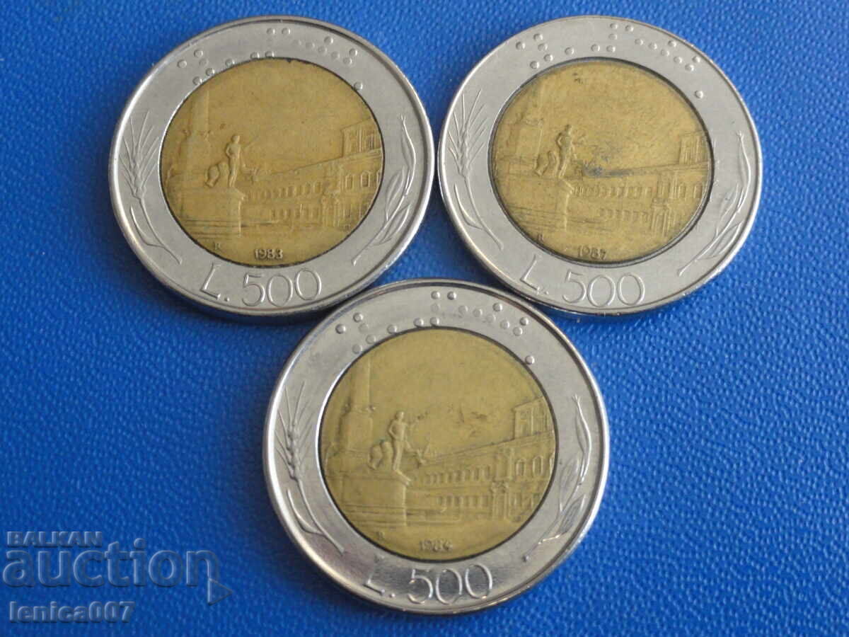 Italy 1983-87 - 500 Lire (3 pieces) - 5 Italy 1983-87 - 500 Lire (3 pieces) - 5