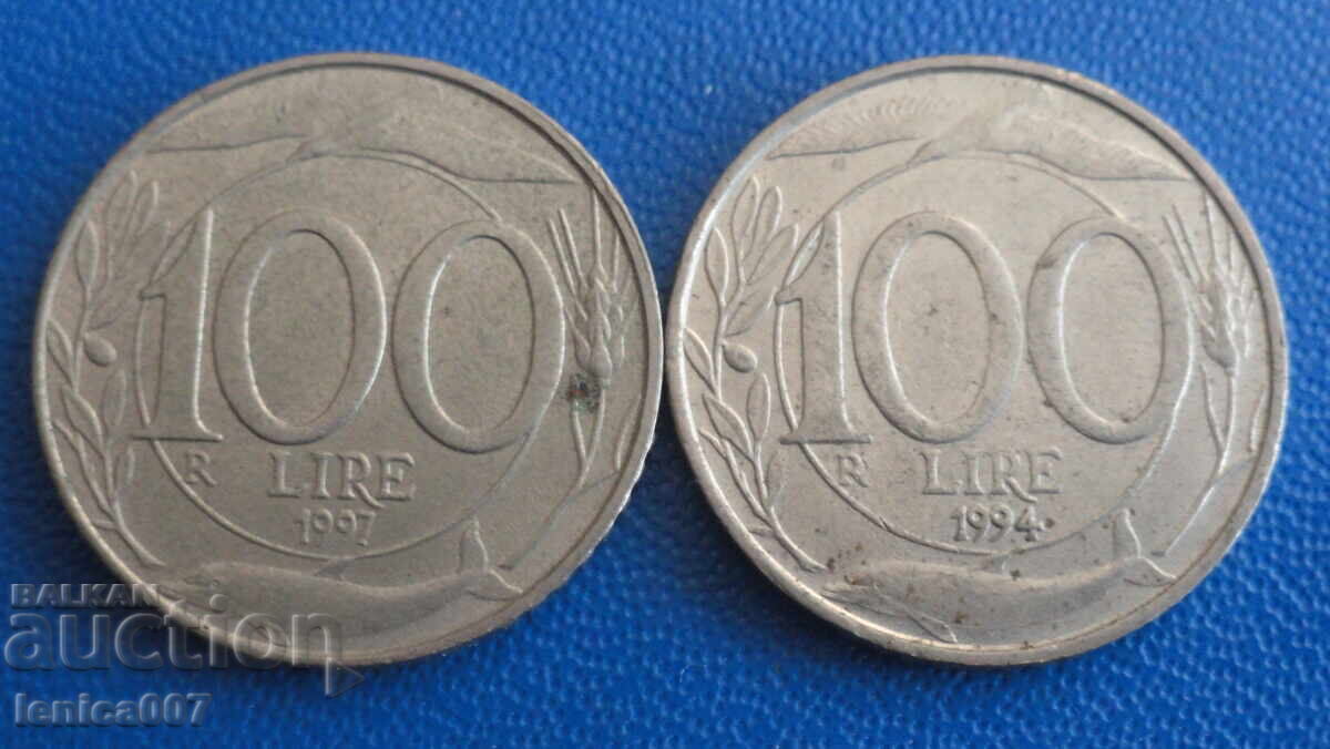 Italy 1994-97 - 100 Lire (2 pieces) with price 2.30 BGN | € 1.18