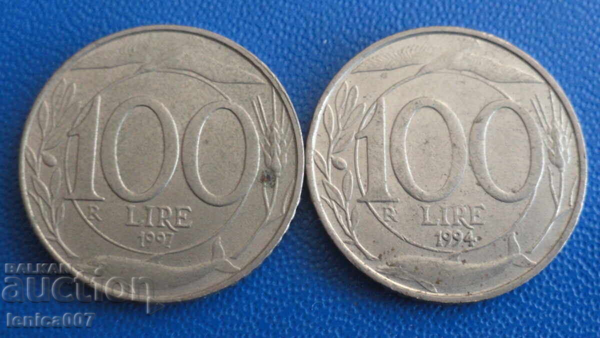 Delivery of Italy 1994-97 - 100 Lire (2 pieces)