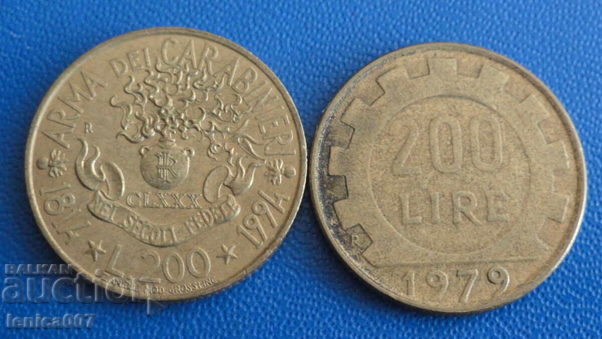 Italia 1994 - 200 lire (2 bucăți) - 5 Italia 1994 - 200 lire (2 bucăți) - 5