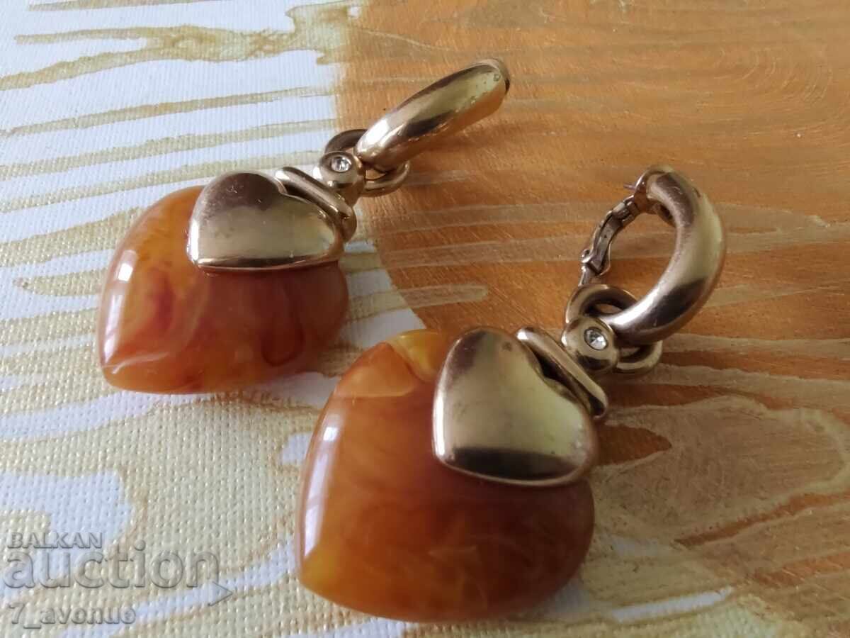 Catalin Earrings, Heart, Long, 2.05.2025