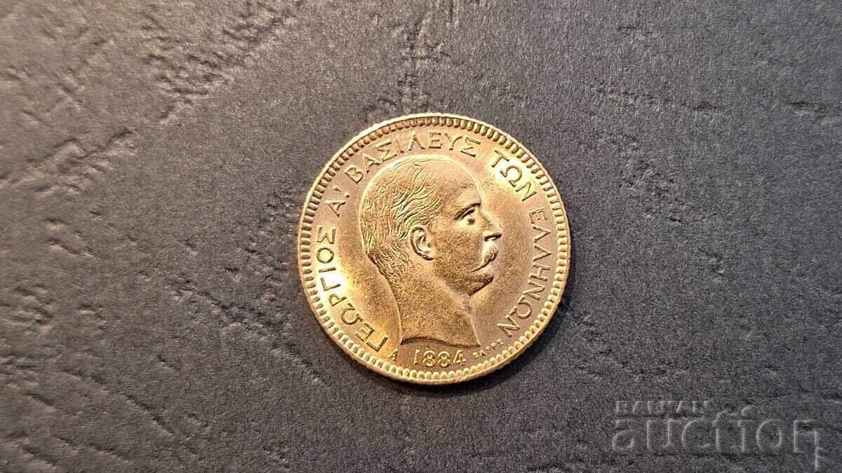 20 Drahmă 1884 Grecia, UNC aur 20 Drahmă 1884 Grecia, UNC aur