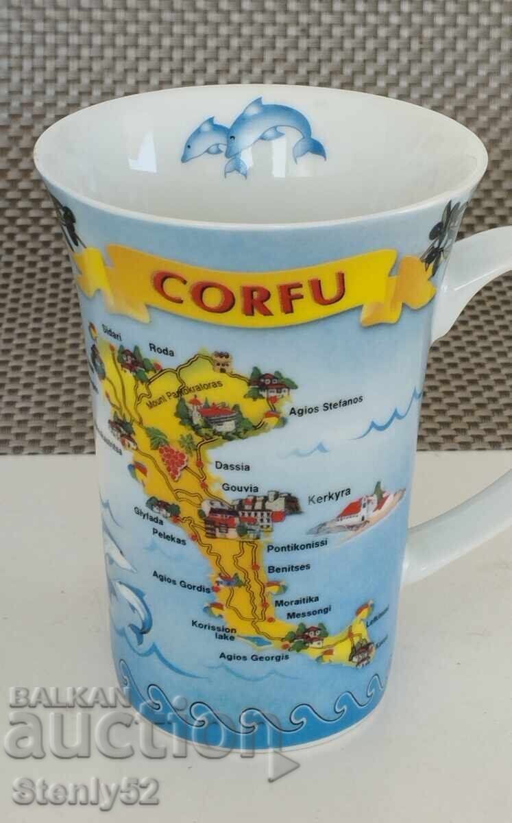 Ceașcă de porțelan suvenir pentru ceai, insula Corfu