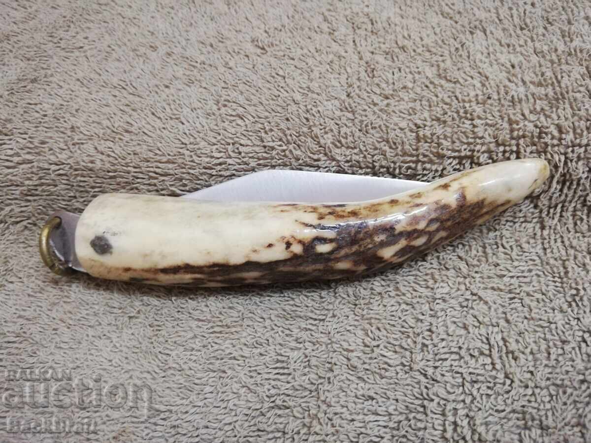 СТАР БЪЛГАРСКИ ДЖОБЕН НОЖ -СОЙКА,КОСТУР ЕЛЕНОВ РОГ С НАБИВКИ - 7