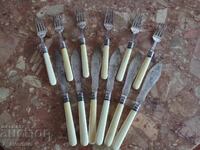 Tacâmuri pentru pește, cuțit furculiță x 6 bucăți, gravură - corabie, 3.5.25