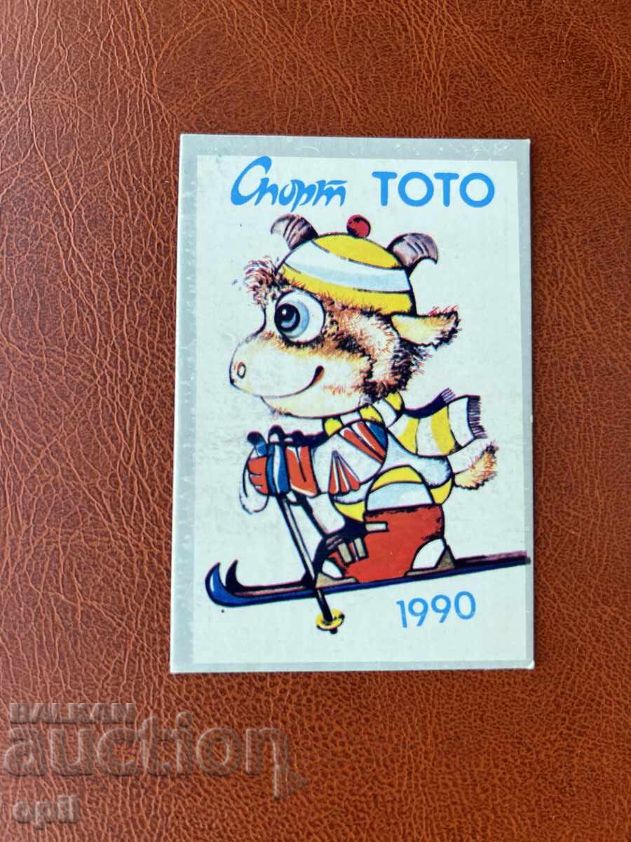 Calendar Sport Toto 1990