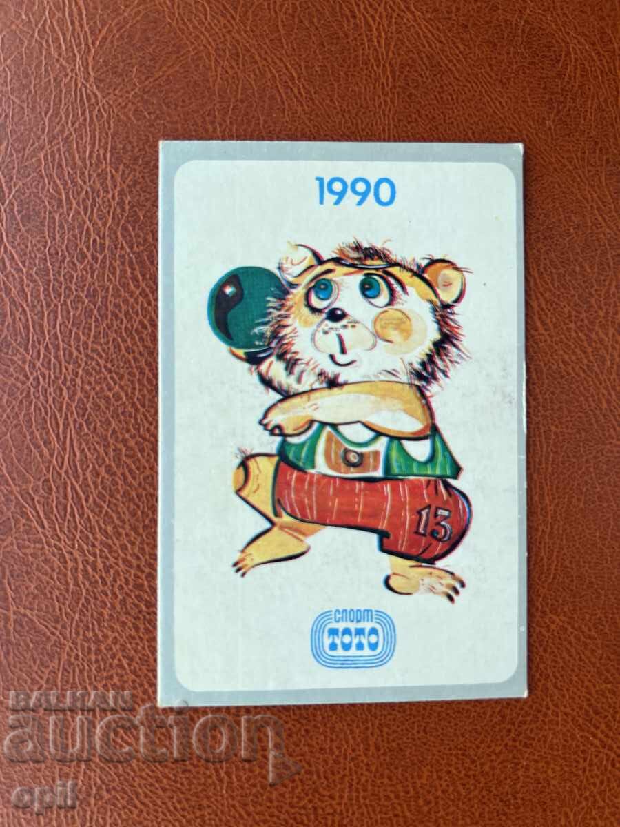 Calendar Sport Toto 1990