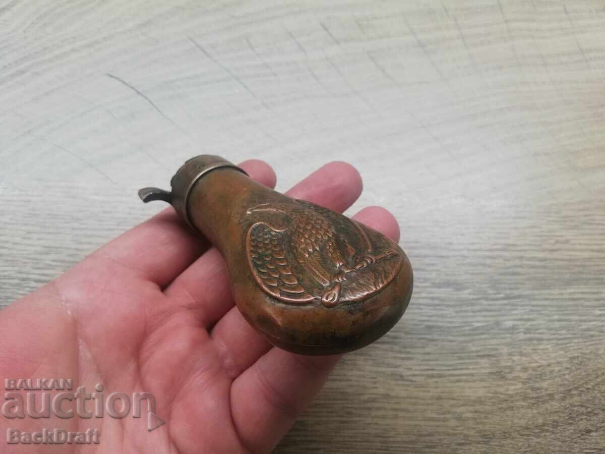 Ανάγλυφο κουτί σκόνης χαλκού, πιστόλι, κροτίδα, τουφέκι, τουφέκι - 6