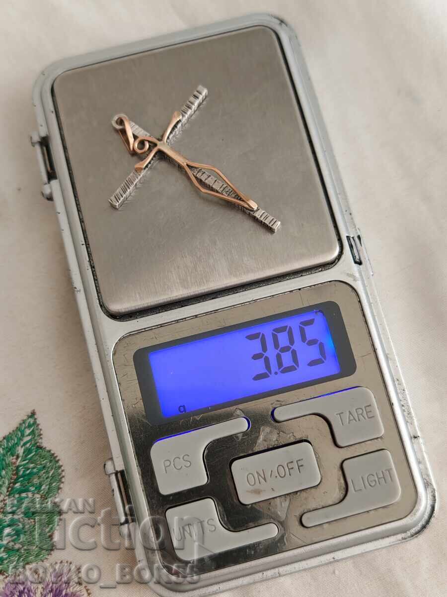 Unique Antique Silver Crucifix Cross with Gold Elements - 6