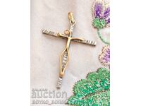 Μοναδικός Παλαιός Ασημένιος Σταυρός Αναπαράστασης με Χρυσά Στοιχεία