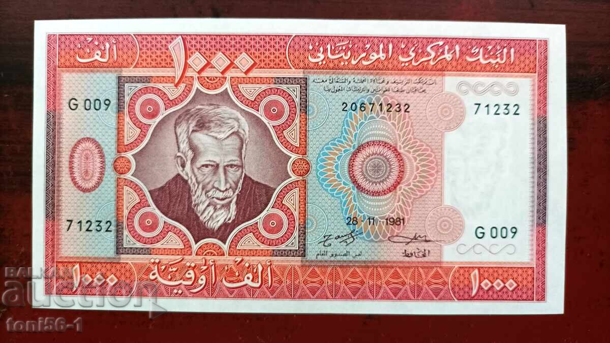 Мавритания 1000 оугуила 1981 UNC