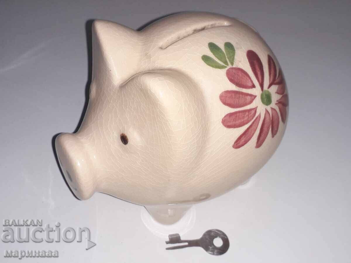 VINTAGE PIGGY BANK. COLLECTION. WITH LOCK