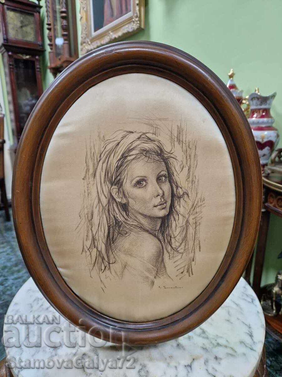 Tablou antic de autor superb pe mătase cu preț € 101.24 | 198.01 BGN