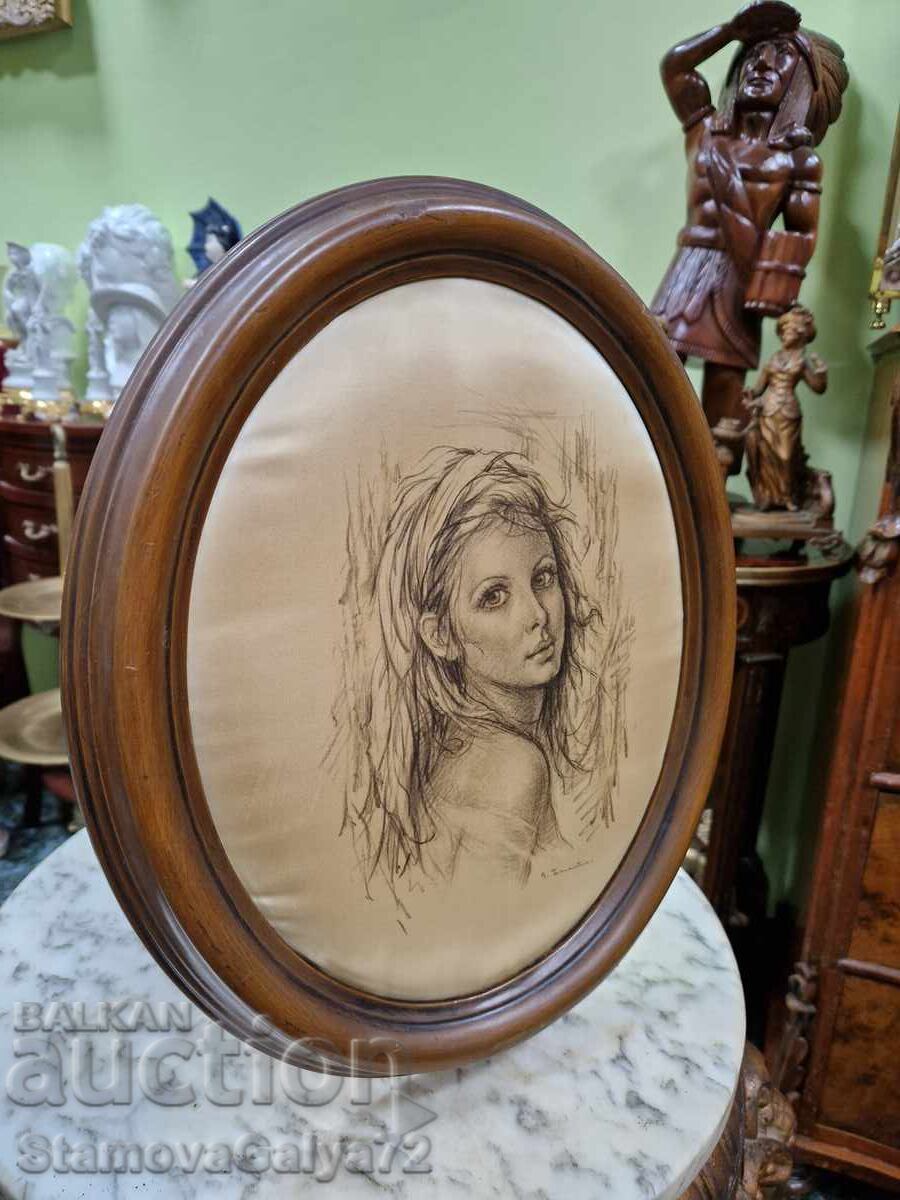 Εξαιρετικός αντίκα πίνακας ζωγραφικής σε μετάξι - 5