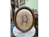 Превъзходна антикварна авторска картина върху коприна