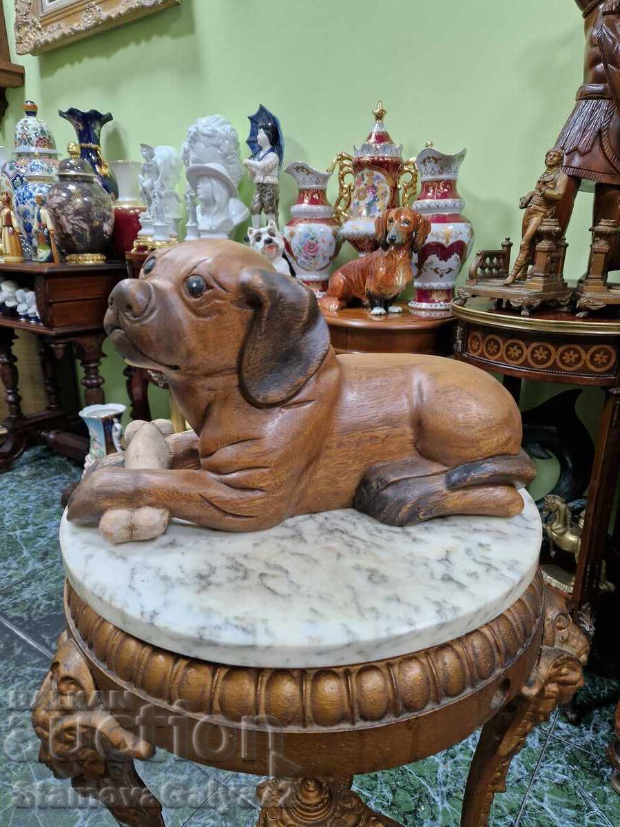 Large antique English wooden figure statue