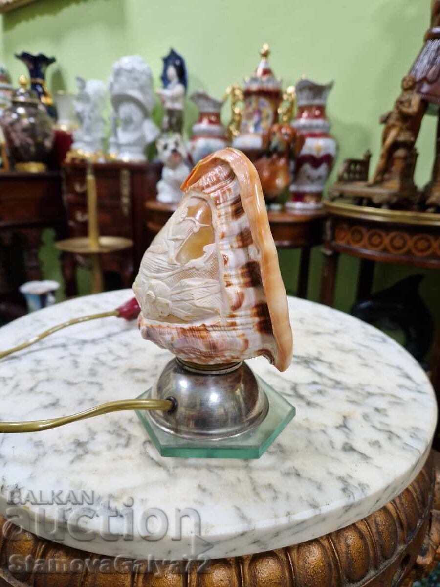 Auction Unique - Rare antique French lamp made of seashell by hand Auction Unique - Rare antique French lamp made of seashell by hand
