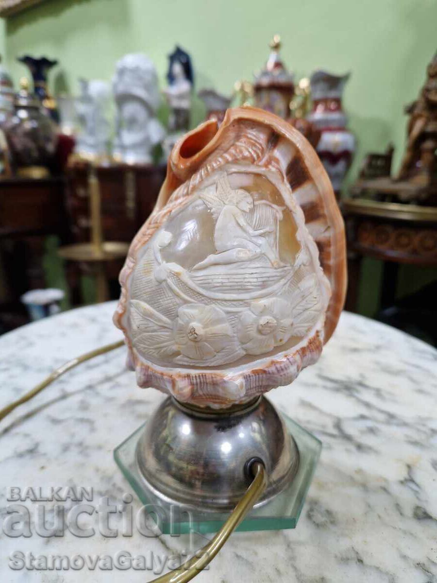 Unique - Rare antique French lamp made of seashell by hand Unique - Rare antique French lamp made of seashell by hand