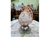 Unicat - Lampă antică franceză rară din scoică, lucrată manual