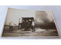 Снимка Разчет на далекобойно оръдие на лафет на фронта