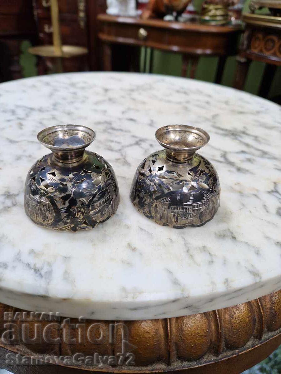 Delivery of Pair of wonderful antique silver zarfs