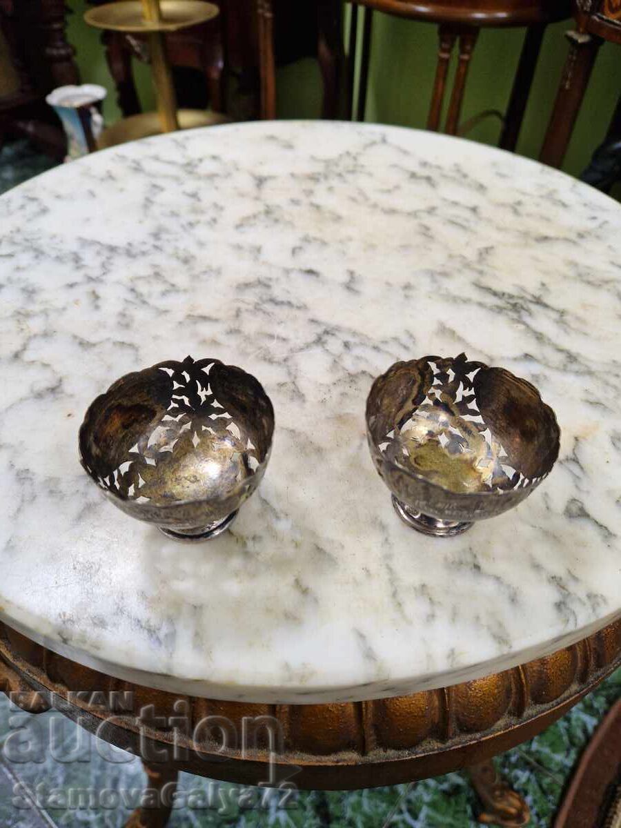 Pair of wonderful antique silver zarfs - 7