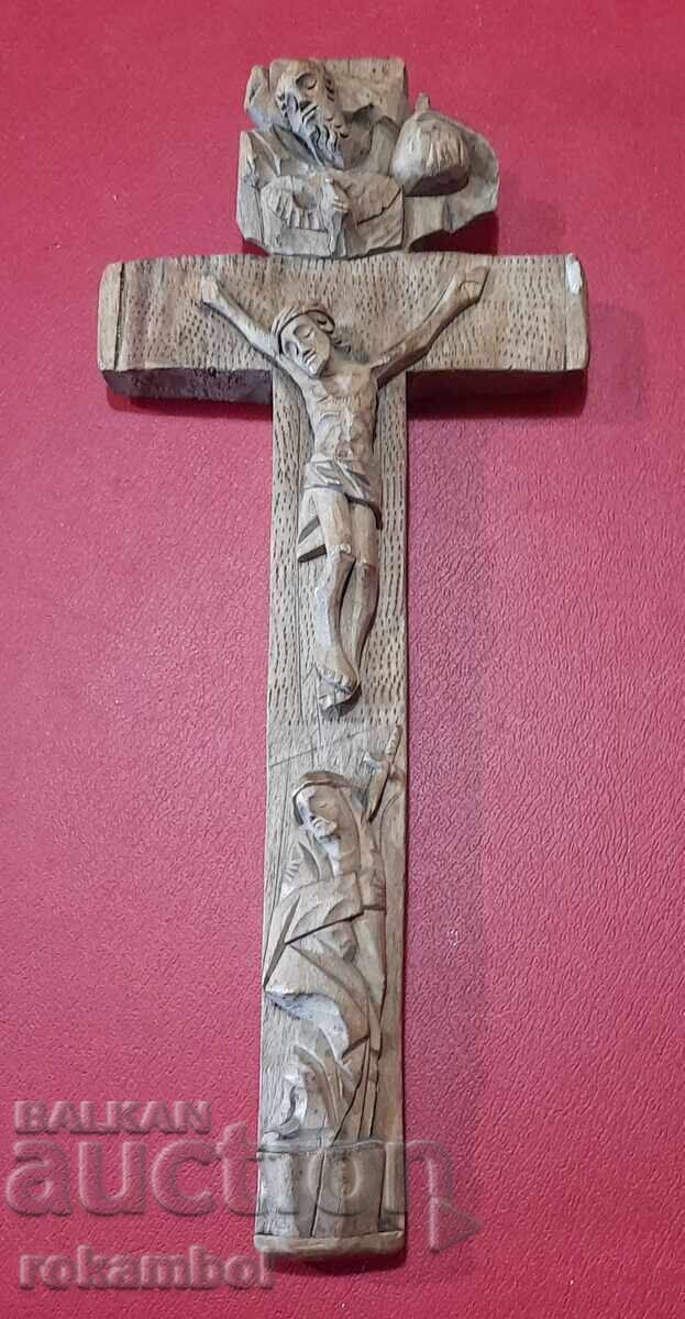 Răstignire (cruce relicvar) lemn de cireș