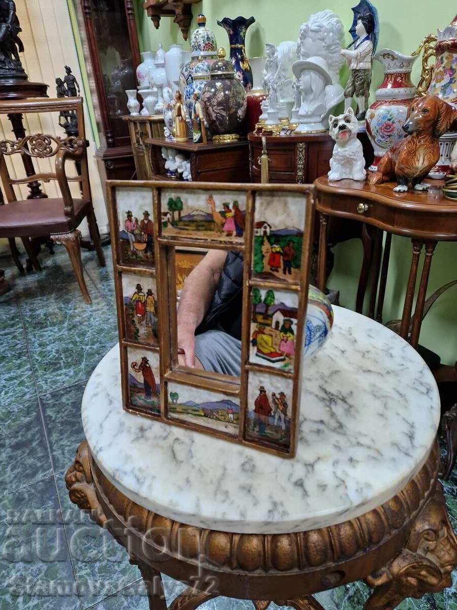 Παλαιό, υπέροχο, αντίκα, χειροποίητο, ζωγραφισμένο καθρέφτη με τιμή € 49.60 | 97.01 BGN
