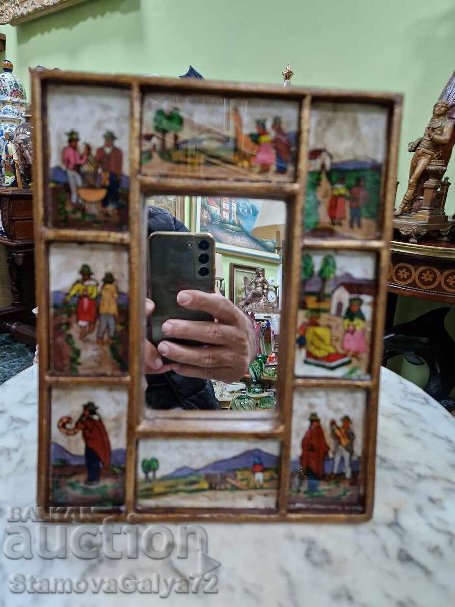 Auction  Old, terribly antique, hand-painted mirror