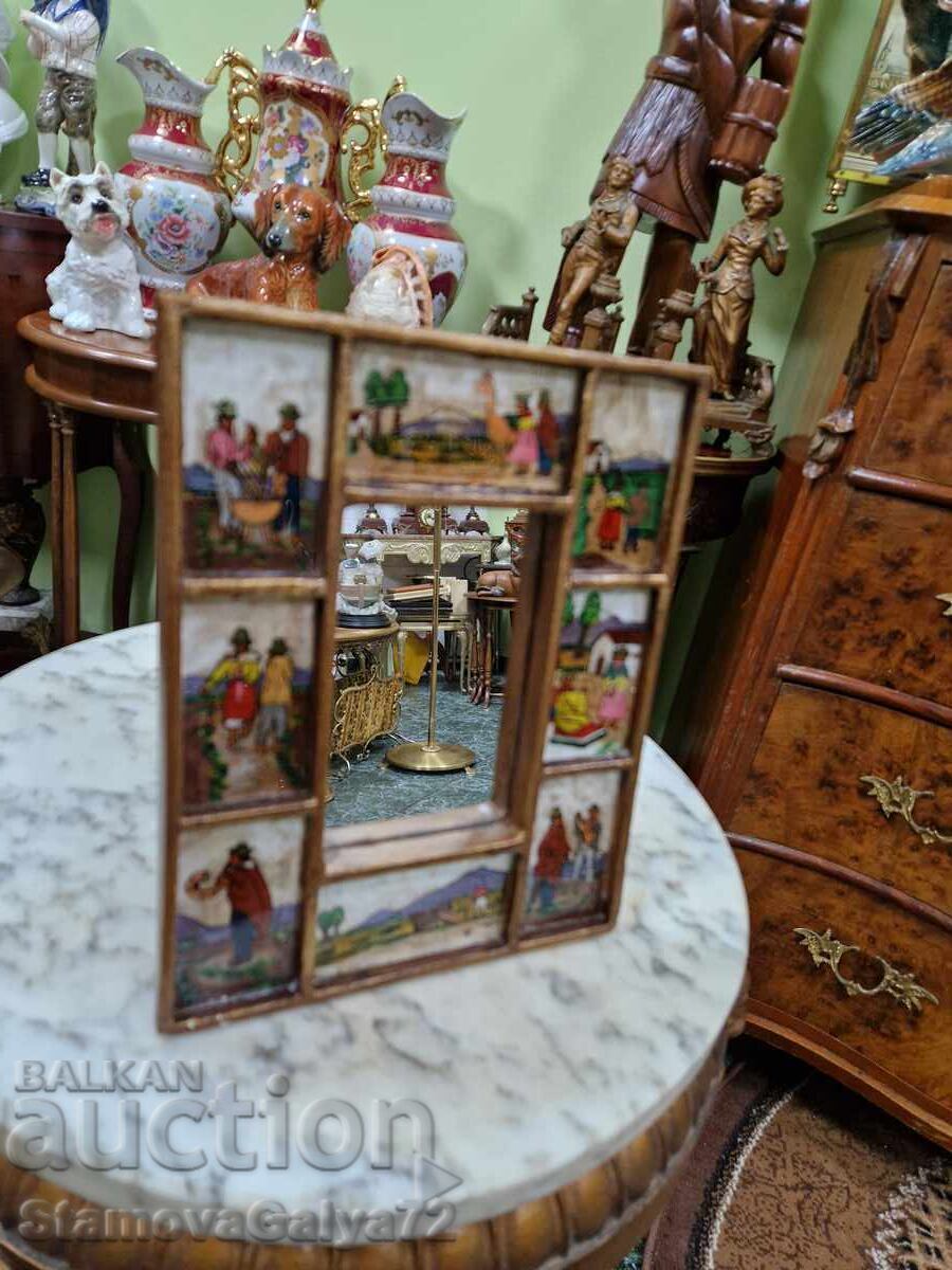 Παράδοση Παλαιό, υπέροχο, αντίκα, χειροποίητο, ζωγραφισμένο καθρέφτη