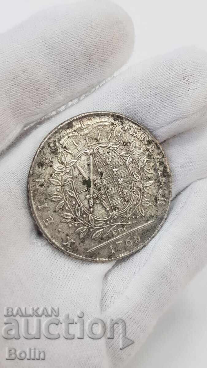 Σπάνιο ασημένιο νόμισμα Τάλερο Σαξονίας Γερμανίας 1768 - 7