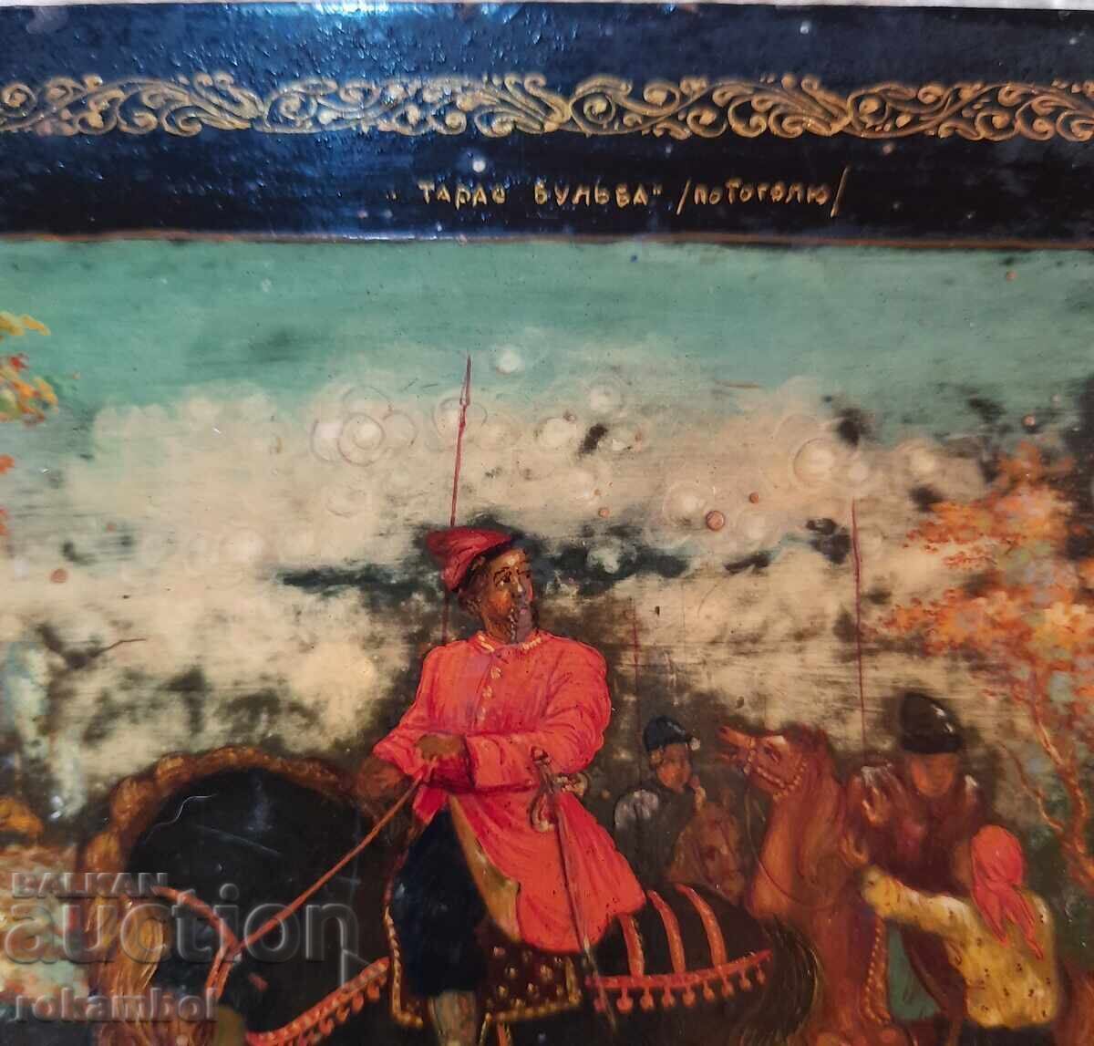 Cutie rară rusească pictată manual, Mstera - 6 Cutie rară rusească pictată manual, Mstera - 6