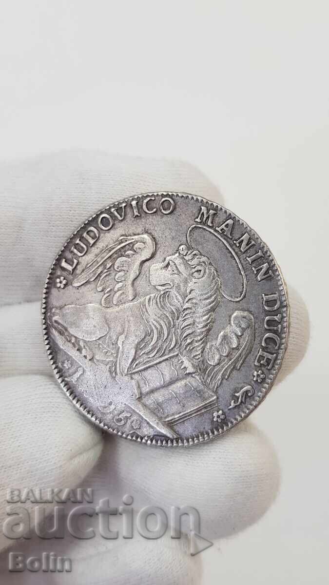 Monedă rară de argint Taler Veneția Italia 1795 - 5 Monedă rară de argint Taler Veneția Italia 1795 - 5