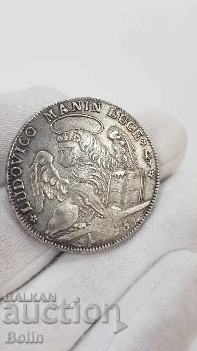 Monedă rară de argint Taler Veneția Italia 1795 - 6 Monedă rară de argint Taler Veneția Italia 1795 - 6