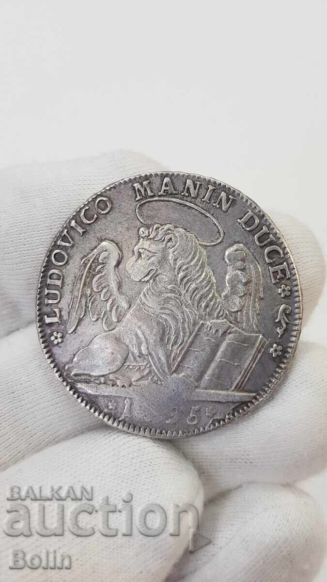 Monedă rară de argint Taler Veneția Italia 1795 Monedă rară de argint Taler Veneția Italia 1795