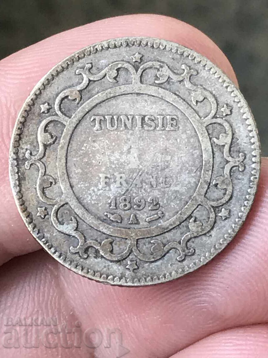 Tunisia colonie franceză 1 franc 1892 argint cu preț 24.00 BGN | € 12.27 Tunisia colonie franceză 1 franc 1892 argint cu preț 24.00 BGN | € 12.27
