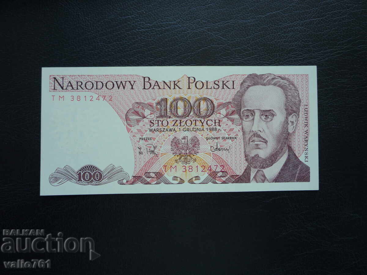 POLAND 100 ZLOTS 1988 NEW UNC