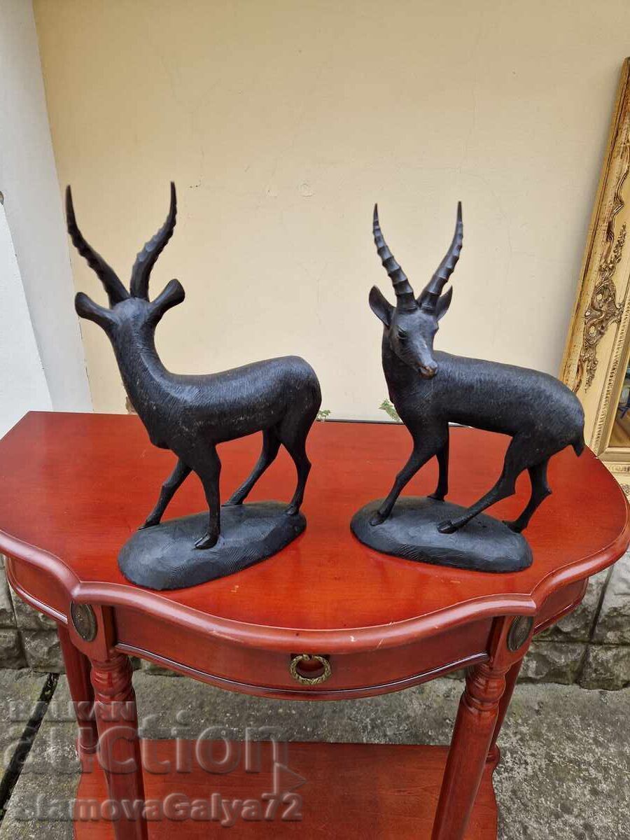 Auction  Pair of great antique collectible wooden figures