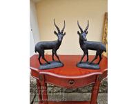 Pereche de figurine din lemn de colecție, antice, superbe