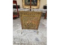 Unic panou antic din bronz englezesc pentru șemineu